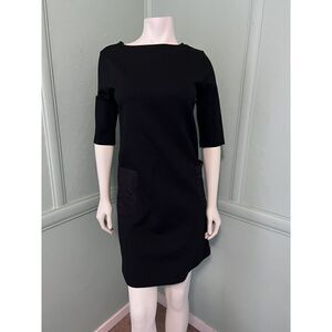 Betabrand Womens Small Black Short Sleeved Knee Length Jersey Dress Pockets NWT